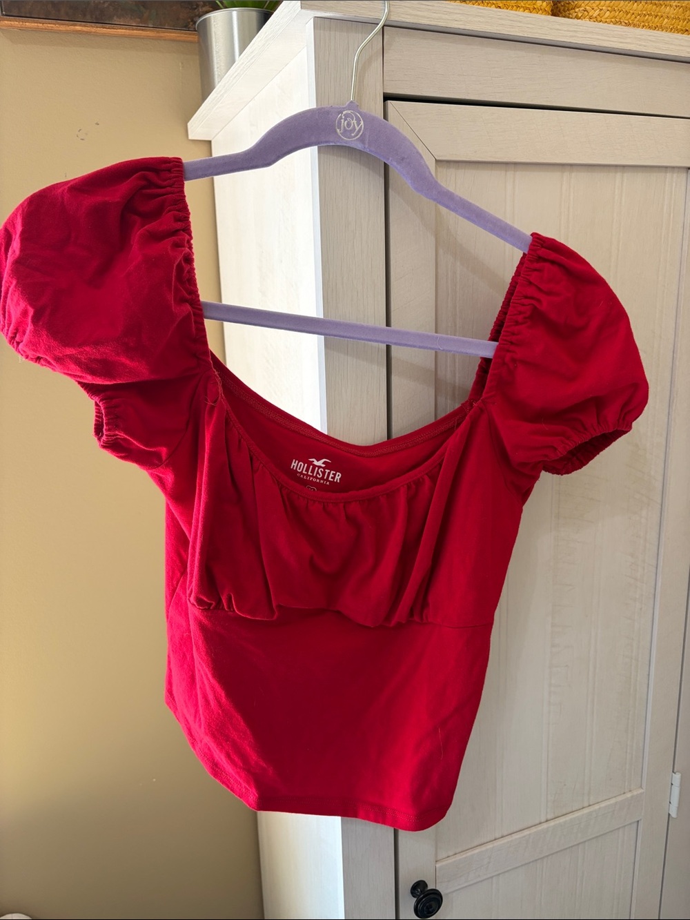 Hollister Red Puff Sleeve Crop Top